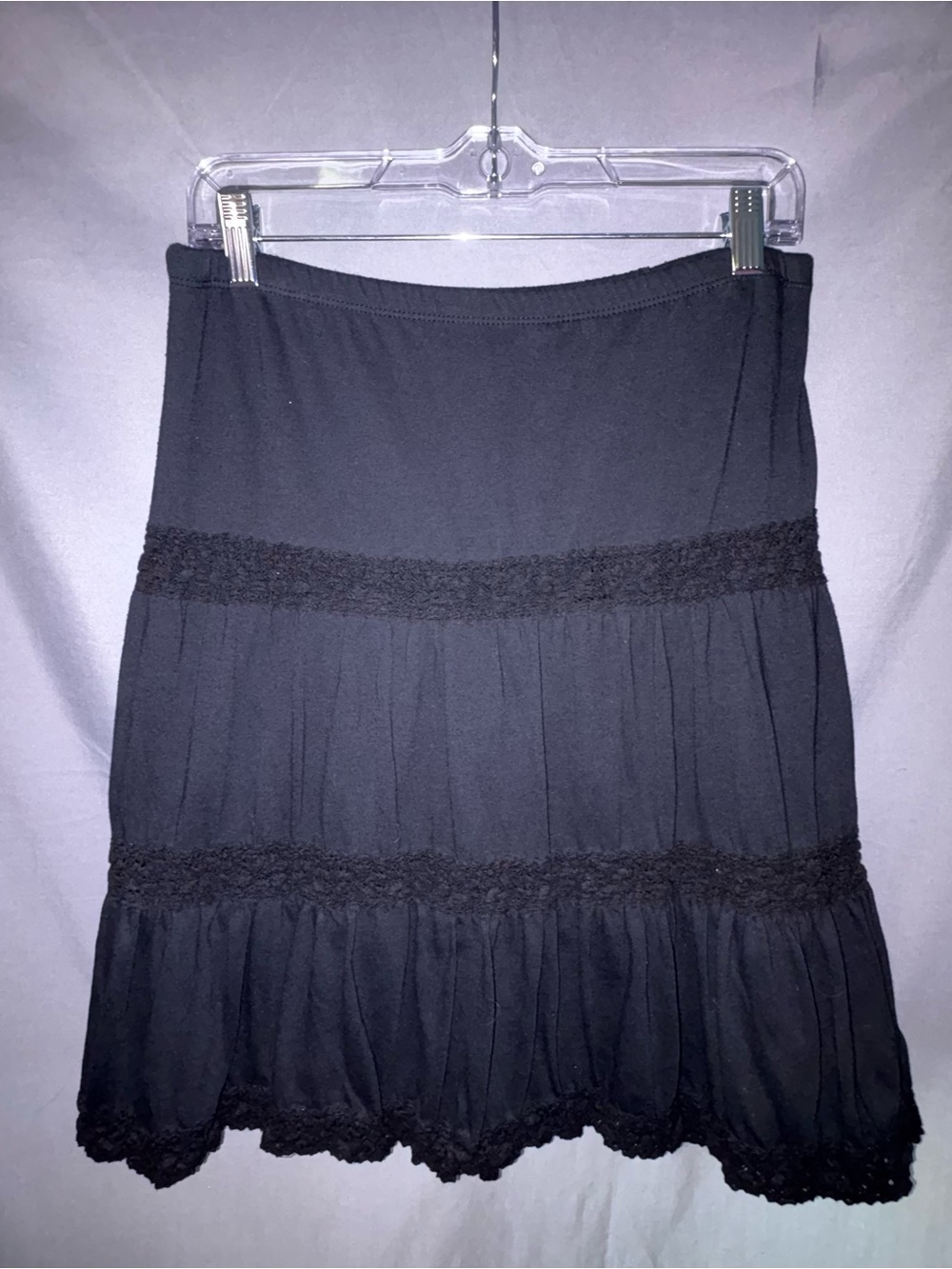 Vintage Y2K Guess Jeans Crochet Panel Tiered Knee Length Skirt
